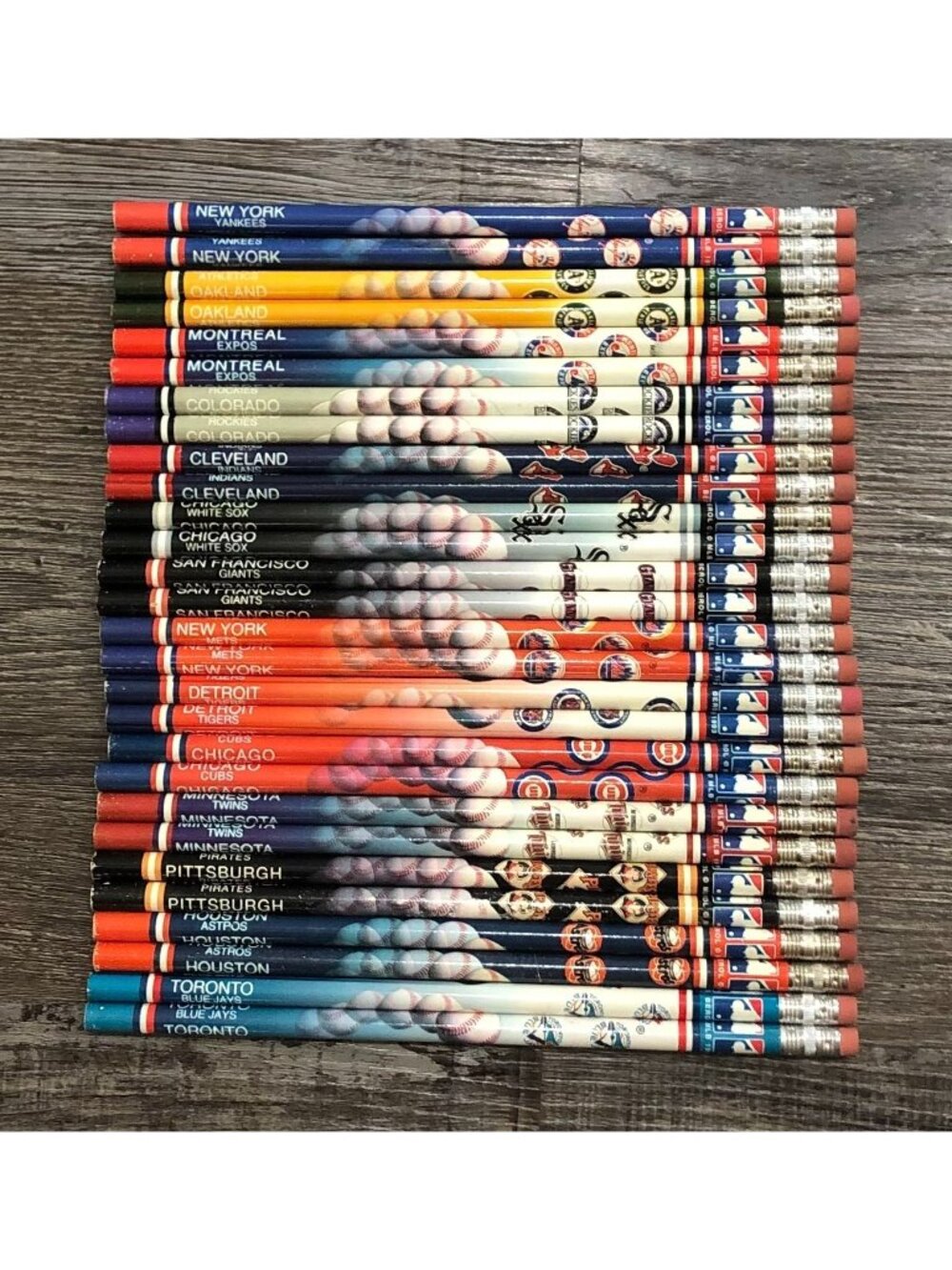 Vintage MLB Major League Baseball Pencil LOT of 28 New Unsharpened Yankees+